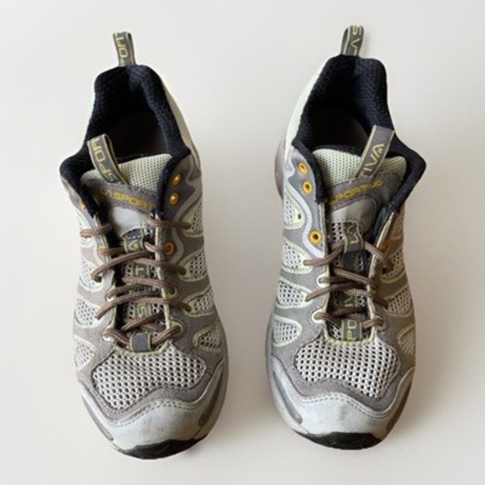 La Sportiva 1722F Women’s Hiking Trail Running Shoes Gray Green Mesh Size 8.5